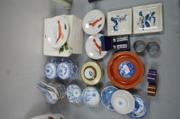 Japanese Dishes, and Cloisonne Napkin Rings etc.