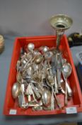 Silver Plated Cutlery and a Vase