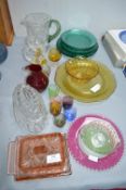 Coloured Glass Plates, Dishes, etc.