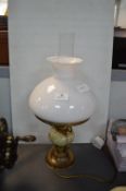Onyx and Brass Electrified Oil Lamp
