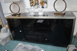 Two Door Three Drawer Sideboard in High Gloss Blac