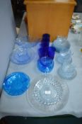 Blue Glass Dishes, Beakers, and Bowls, etc.