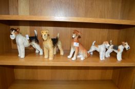 Five Ceramic Airedale Ornaments