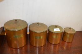 Set of Four Copperised Storage Jars