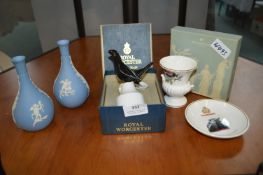 Royal Worcester Blackbird Pie Funnel, Two Wedgwood