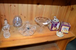 Cut Glass Lead Crystal Dishes, and Dog Ornaments