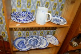 Blue & White Plates and a Jug