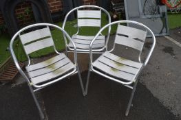 Three Aluminium Framed Stacking Chairs