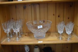 Cut Lead Crystal Fruit Bowl, plus Wine Glasses
