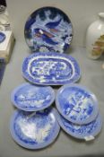 Japanese Koi Charger, plus Blue & White Dishes and