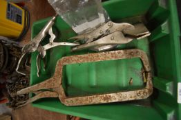 Three Assorted Clamps and Three Trays