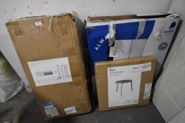 *Tall Two Shelf Cabinet, Round Side Table, and a Double Door Bathroom Cabinet