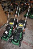 *Two Hawksmoor Cordless Lawnmowers with Three Batteries, and Two Chargers (salvage)