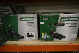 *Hawksmoor Cordless Lawnmower, and a Hend Propelled lawnmower (salvage)