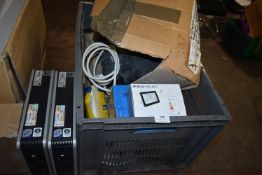 *Box Containing Work Light, Computers, Fan, etc.