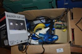 *Box Containing Halogen Clip Lamps, Transistor Tester, etc.