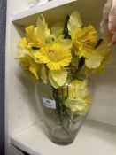 *Glass Vase Containing Artificial Yellow Flowers