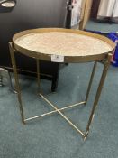 *Gold Painted Circular Tray Table on Folding Base