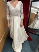 *Elena Ferrara Corded Lace & Mikado Skirt Wedding Gown with Rose Lace Size: 12 RRP: £1750
