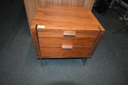 Contemporary Style Medium Cherry Effect Chest of Two Drawers on Chrome Supports