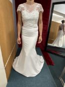 *Elena Ferrara Iris Ivory Crepe with Dotty Tulle & Lace Wedding Gown Size: 12 RRP: £1750