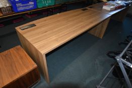 Contemporary Style Medium Wood Effect Desk with Serpentine Front, and Cable Tidies 200x90cm