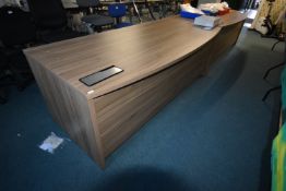 Contemporary Style Medium Wood Effect Desk with Serpentine Front, and Cable Tidies 200x90cm