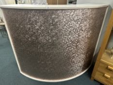 *Curved Shop Counter with Rear Shelves and Storage Drawer