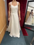 *Elena Ferrara Corrine Silk Chiffon & Lace Wedding Gown with Interchangeable Sleeve Size: 10 RRP: £