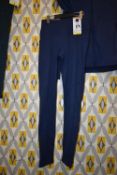 *Mondetta Navy Blue Bushed Jacquard Leggings Size: S