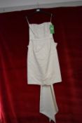 *Elena Ferrara Annie Gold Brocade Short Dress with Large Satin Bow Size: 12 RRP: 1100