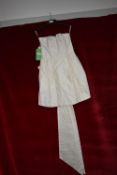 *Elena Ferrara Short Ivory Brocade Dress with Large Satin Bow Size: 12 RRP: £1150