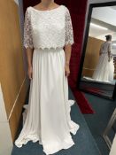 *Elena Ferrara Pearl Guipure Lace & Crepe Wedding Gown Size: 14 RRP: £1600