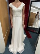 *Elena Ferrara Ruth Wedding Gown in Crepe Backed Silk, Satin, Silk Chiffon, and Beaded Lace Size: 12