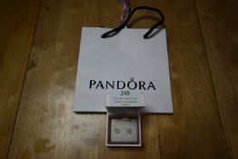 Pandora 925 Sterling Silver Heart Design Stud Earr