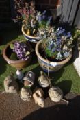 Two Garden Planter with Artificial Flowers, Plus A