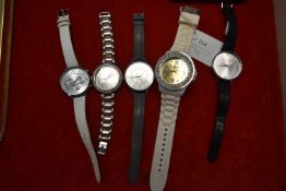 Five Wristwatches Including Swatch