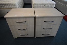 Pair of Three Drawer Bedside Cabinets