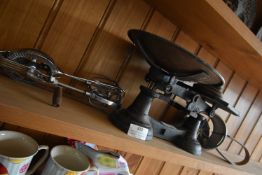 Cast Iron Kitchen Scales, Whisk, and a Flour Sifte