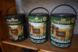 3x 5L of Cuprinol Ducksback Forest Oak Fence Paint