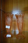 Two 1930's Pink Glass Vases