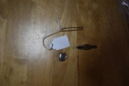 Sterling Brooch Locket, and a Gold Plated Tiepin