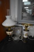 Two Electric Lamps in the Form of Oil Lamps