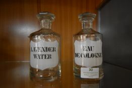 Two Victorian Glass Scent Bottles for Lavender Wat