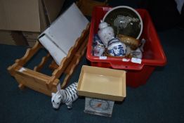 Pottery Items, Wine Rack, Plate Warmer etc.
