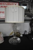 Cut Glass Lamp with Cream Shade