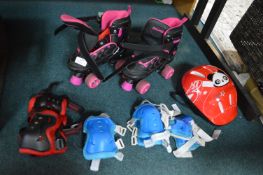 Black Roller Boots Size: 3-5 with Helmet, Knee & E