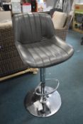 *Grey Gas Lift Barstool with Chrome base
