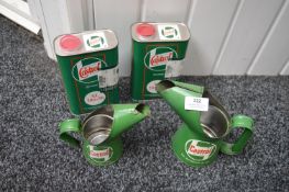 *Castrol 1 Pint and ½ Pint Oil Jugs, and Two Empty 1L Cans of Castrol Oil