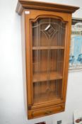 *Wall Mounted Wooden Display Cabinet with Leaded Glass Door